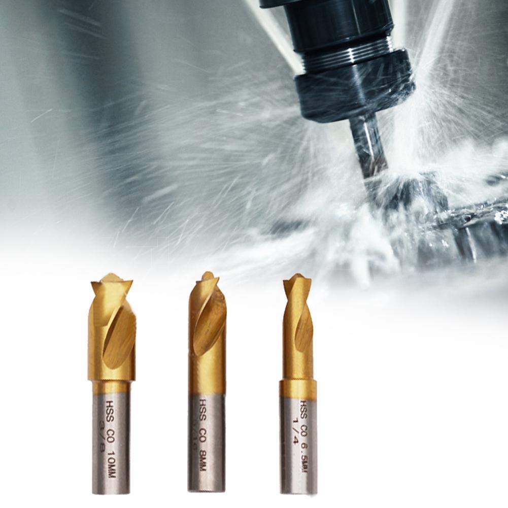 Thincol 3Pcs Cobalt Spot Weld Drill Bit Set, 8mm Shank, 1/4in, 5/16in, 3/8in Cutting Diameter, Automotive Sheet Metal Working, with Case