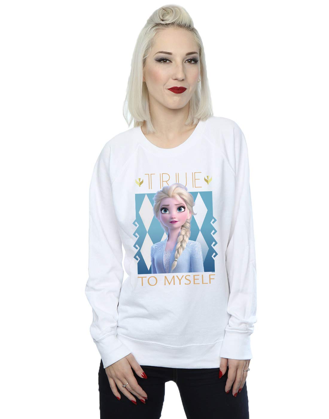 Disney Women's Frozen 2 Elsa True To Myself Sweatshirt White Medium