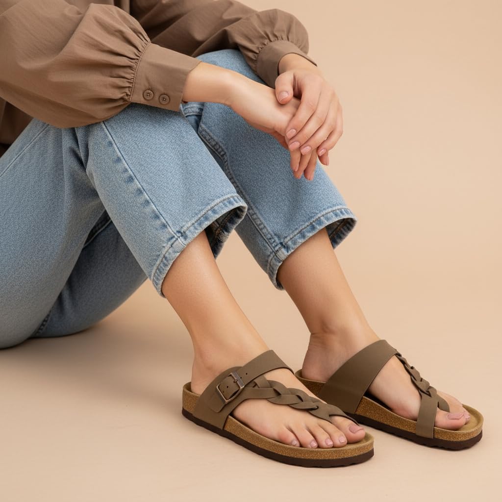 CUSHIONAIRE Women's Libby Cork footbed Sandal with +Comfort and Wide Widths Available, - Image 7