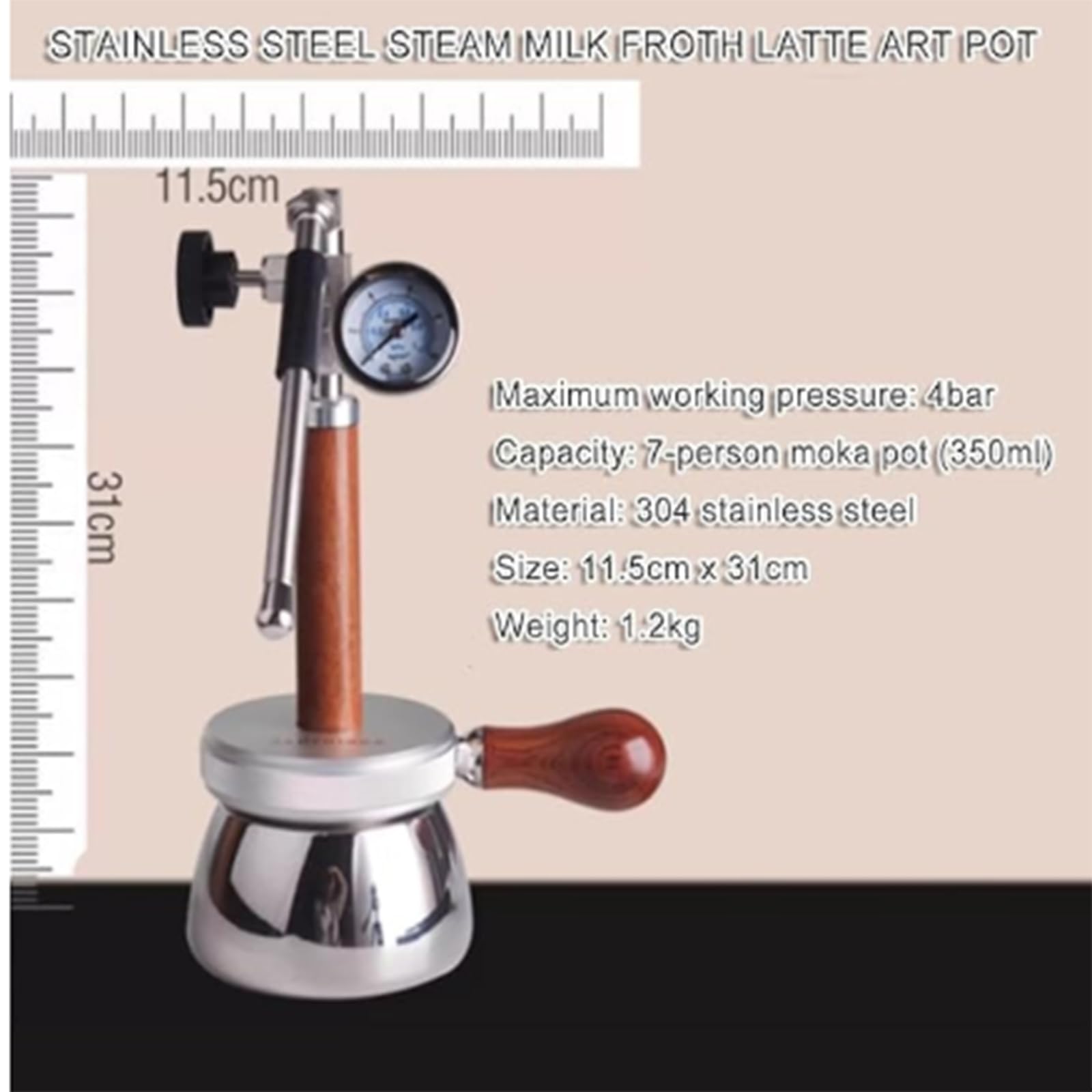 Spieniacz do mleka ze stali nierdzewnej i czajnik do gotowania na parze z dyszą parową i ciśnieniem Gau idealny do kremowej kawy latte art i spienionych ziaren