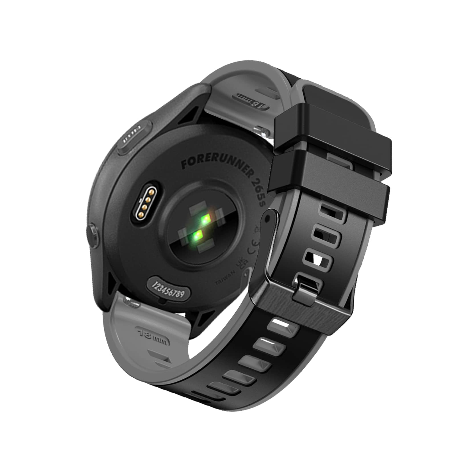 SumRioo 18mm Armband für Garmin Venu 4s 41mm/Venu 3s 2s/Forerunner 265s/255s/255s Music, Silikon Ersatzarmband für Garmin Vivoactive 4s 40mm/Vivomove 3s 39mm/Captain Marvel 40mm, Schwarz/Grau