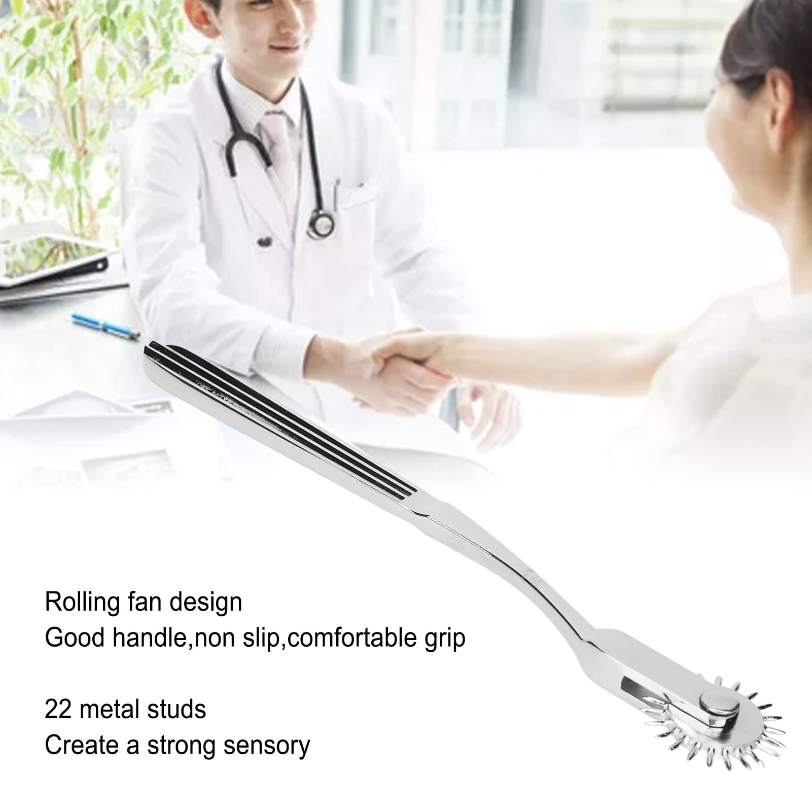 Wartenberg Pinwheel, ventilador rodante, 22 picos de metal, ergonómico, aleación de zinc, rueda neurológica portátil, para punción de acupuntura