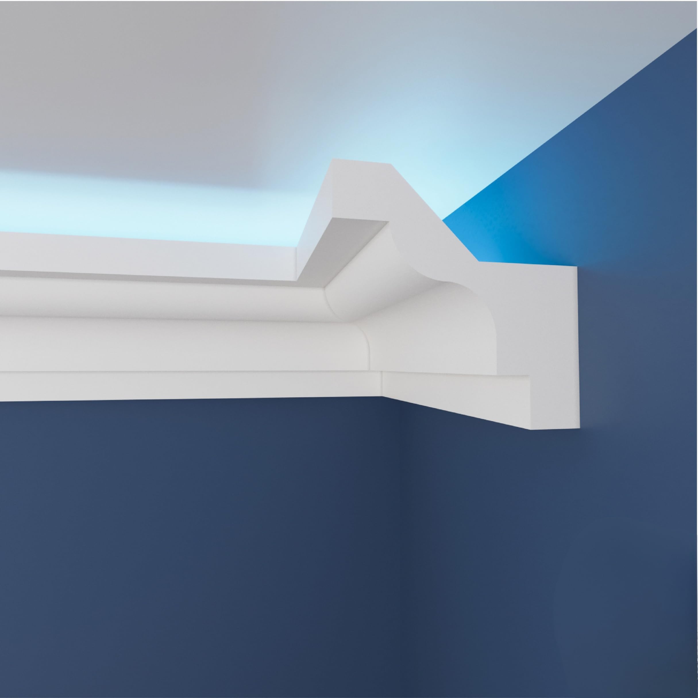 WOLDECOR Modern LED Ceiling Coving Cornice–Stylish XPS Lightweight Moulding Trim,Easy DIY Installation,Durable Decorative Coving for Walls and Ceilings with LED Lights (WLZ09, 10 Meters)
