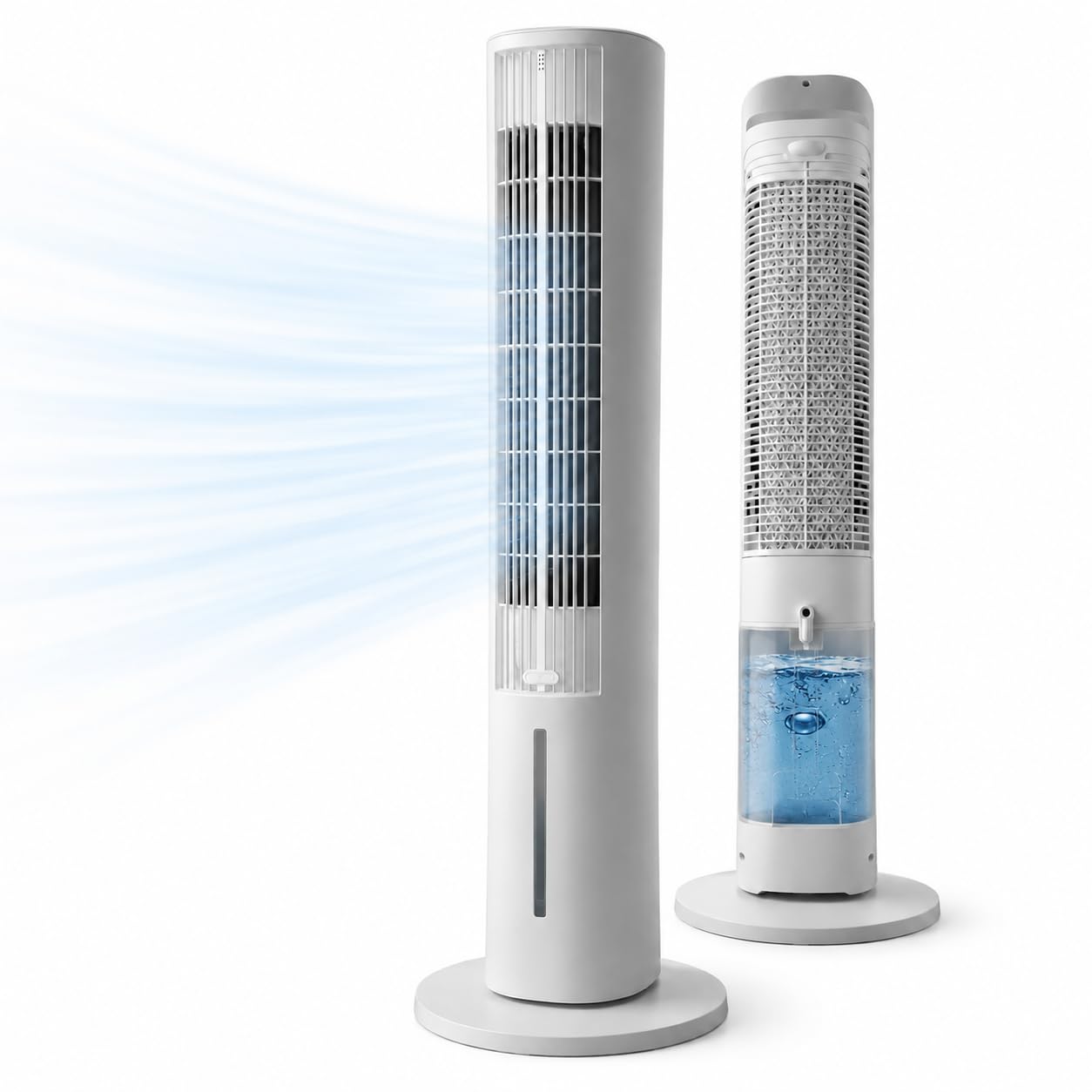 A2Z Air Cooler Tower Fan with Remote Control 3L Water Tank 3 Speeds LED Display 12 Hour Timer Oscillating Humidifier Purifier Combo Quiet Operation White UK Plug
