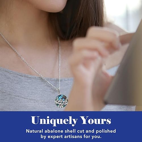 Miniatura 3 de Abalone Shell Pendant in 925 Sterling Silver - Natural Abalone Pendants for Necklaces - Boho Beach Charm Costume Western Jewelry for Women -