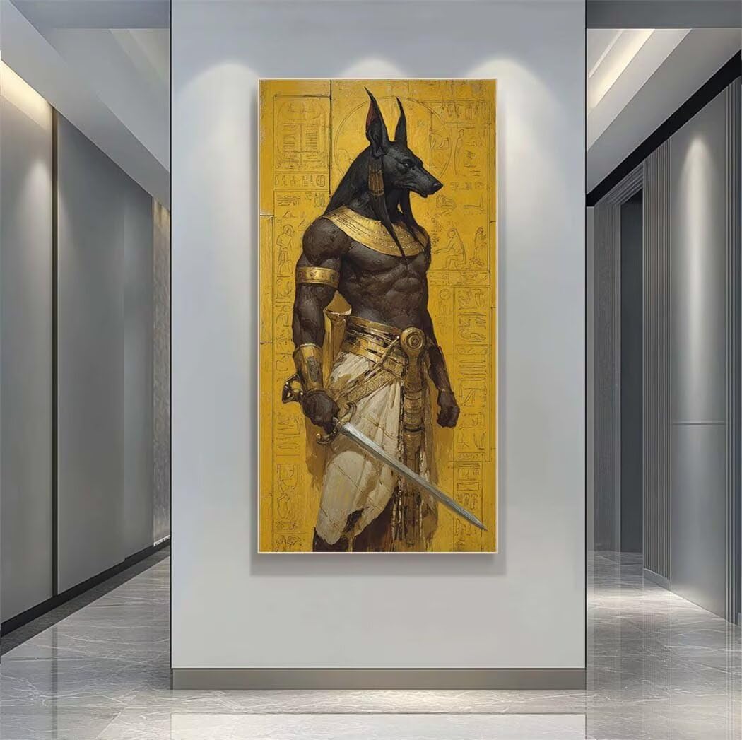 Anubis Diamond Art Kits Adults Large 5D Egyptian Retro Diamond Painting Kits, DIY Full Drill Crystal Art Rhinestone Embroidery Cross Stitch Arts and Crafts for Adults 15.7x31.5 Inch/40x80 cm -LR1134
