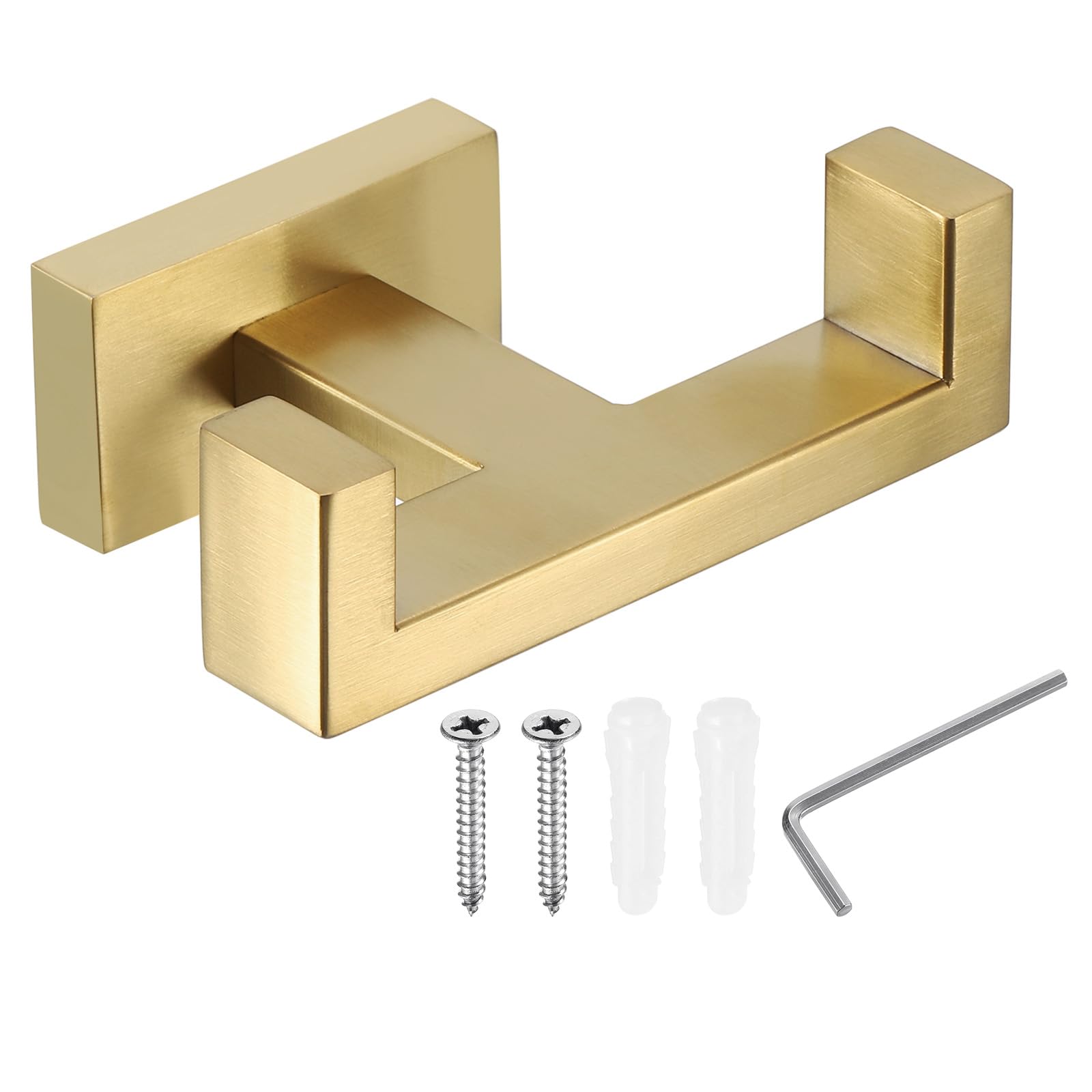 PATIKIL Double Towel Hook, 1Pack 304 Stainless Steel Wall Mounted Hanger Rectangle Towel Holder for Hanging Bathroom Bedroom