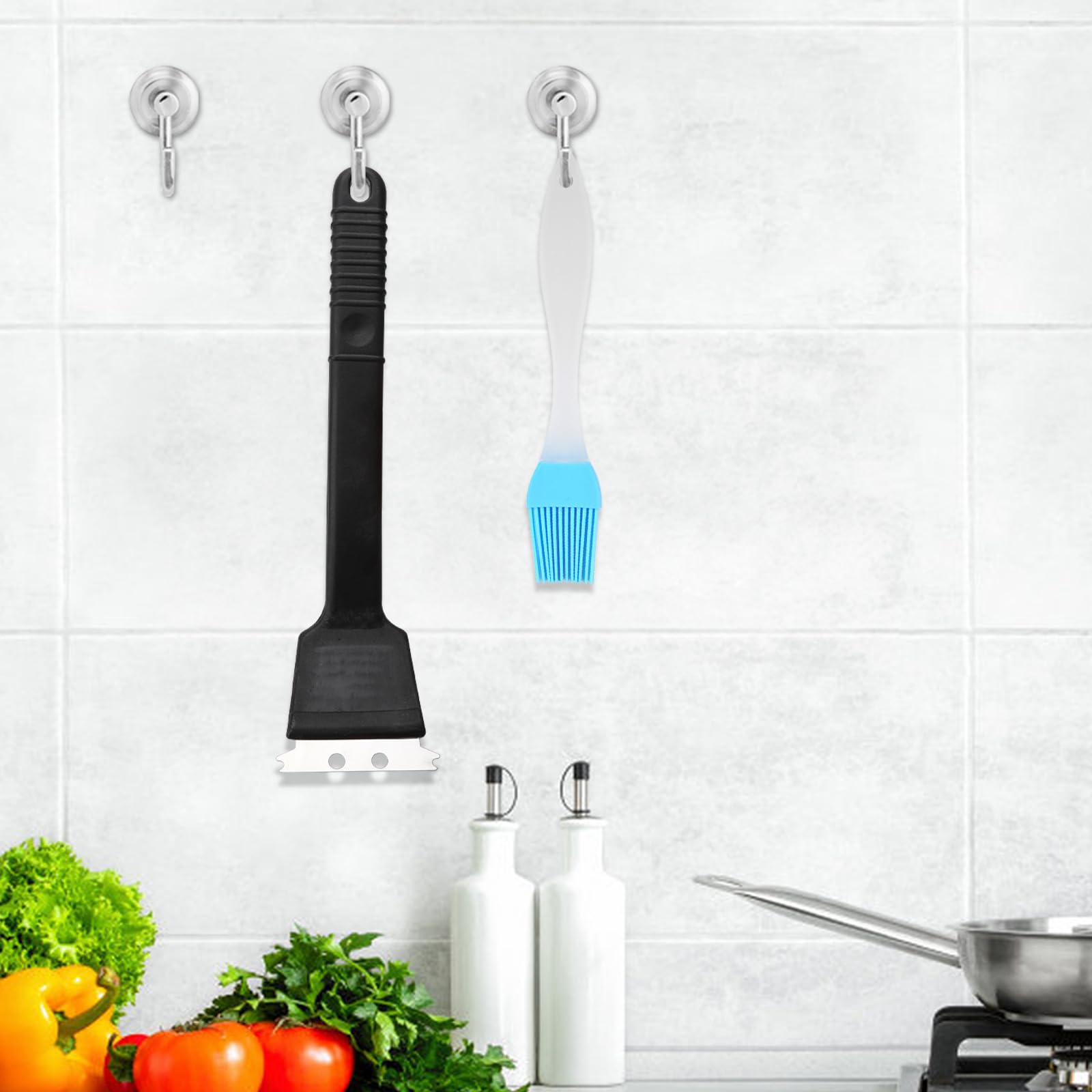Brosse à Gril 3 En 1 Inoxydable Avec Brosse à Huile - Kit Nettoyage Barbecue Puissant