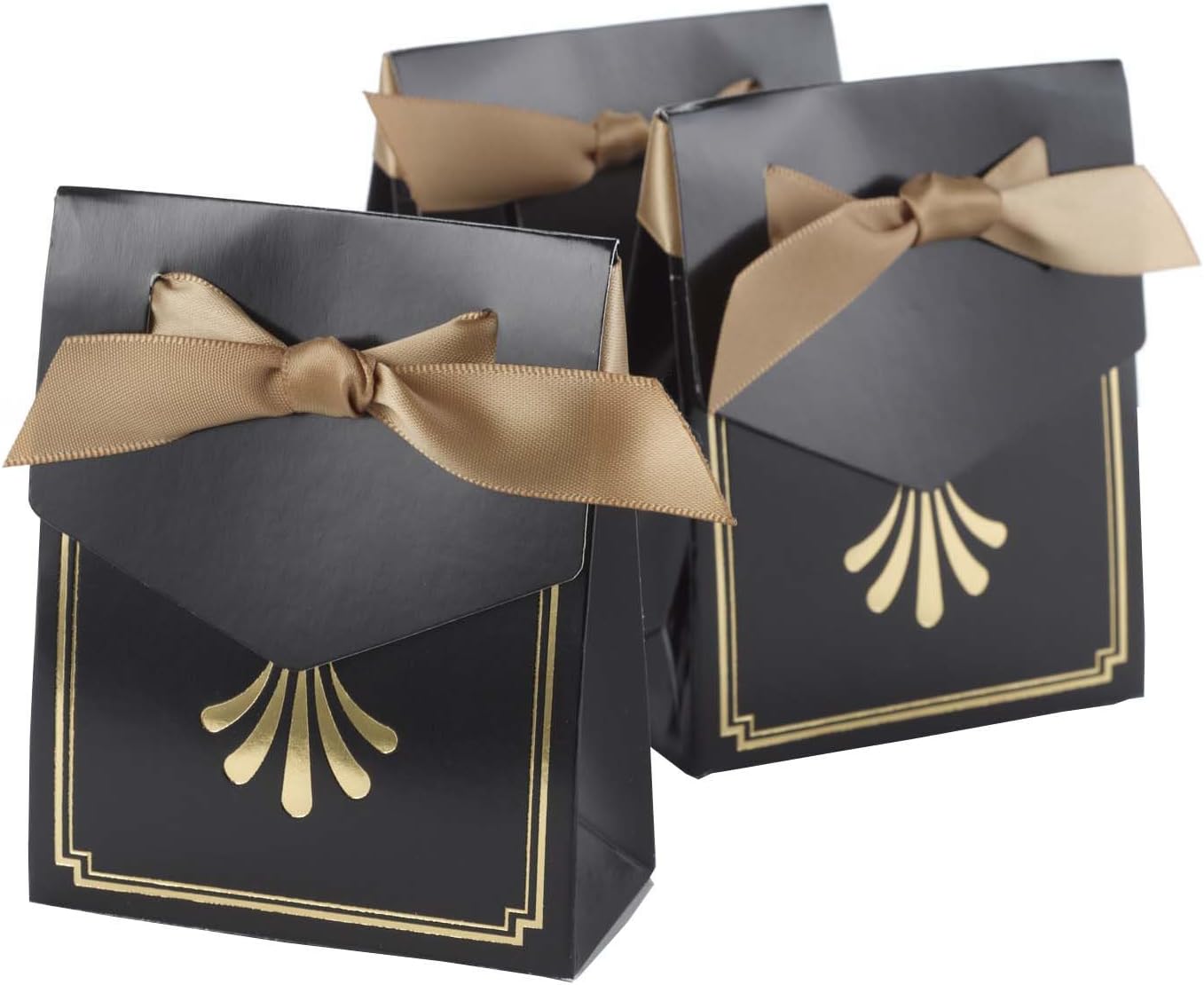 Hortense B Hewitt Tent Favor Boxes, 3.75-Inch, Gold Art Deco, 25 Count
