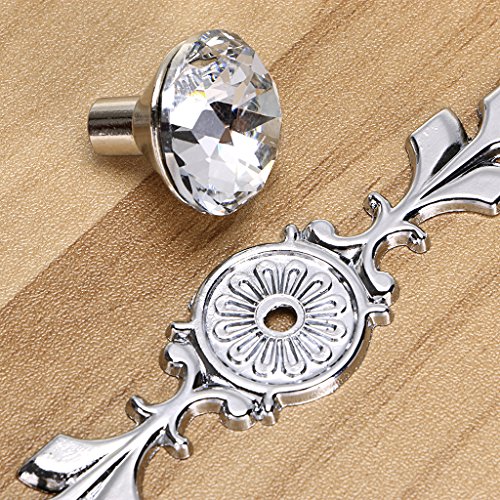 Sumnacon Drawer Dresser Knobs Pull Handles - Crystal Glass Diamond Decorative Knobs with Plate, Cabinet Cupboard Door Knobs with Screws for Kitchen Bathroom Office Decoration Pack of 10 - Image 7