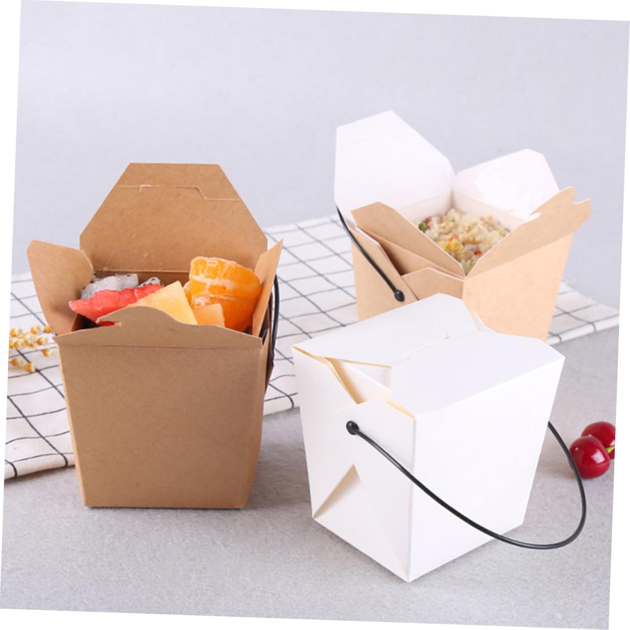HOLIDYOYO 24pcs Boxes Candy Containers Kraft Paper Snacks Container White Container for Food Packing Paper Boxes