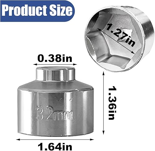 Miniatura 4 de GLSOWEE Llave de filtro de aceite de coche de 1.260 in, herramienta de extracción de filtro de aceite de 38 pulgadas, llave de enchufe de perfil