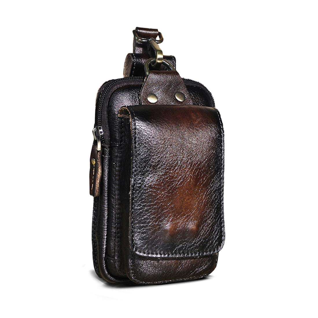 Custodia Per Fotocamera in Pelle Genuina, Custodia Per Fotocamera in Pelle Vintage Borsa Da 6 Pollici Da 6 Pollici Da 6 Pollici Borsa Per Fotocamera Multifunzione Con Gancio,Dark coffee black edge
