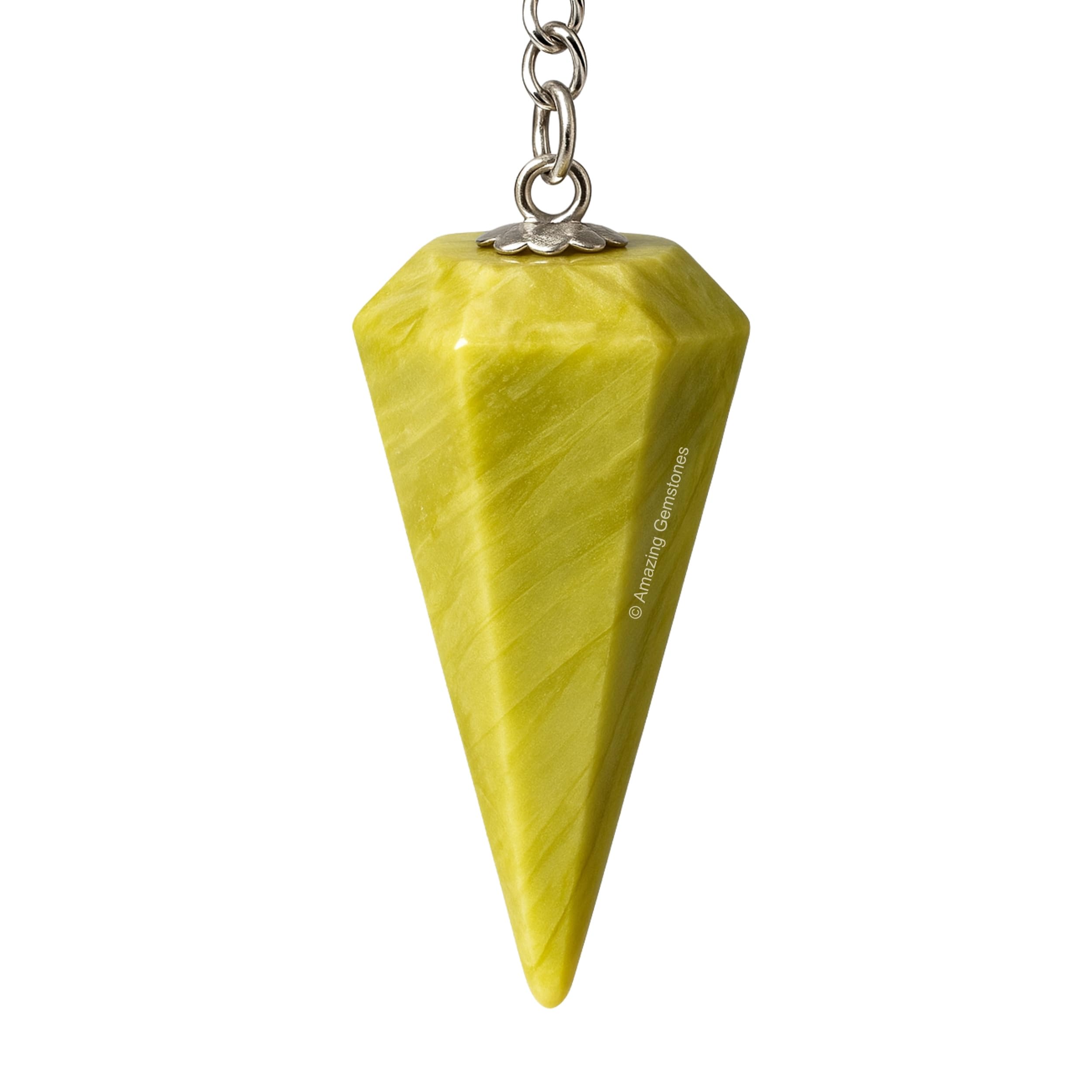 Amazing Gemstone Serpentine Crystal Pendulum for Divination - Certified Dowsing Crystals and Healing Stones for Chakra Balancing and Meditation -