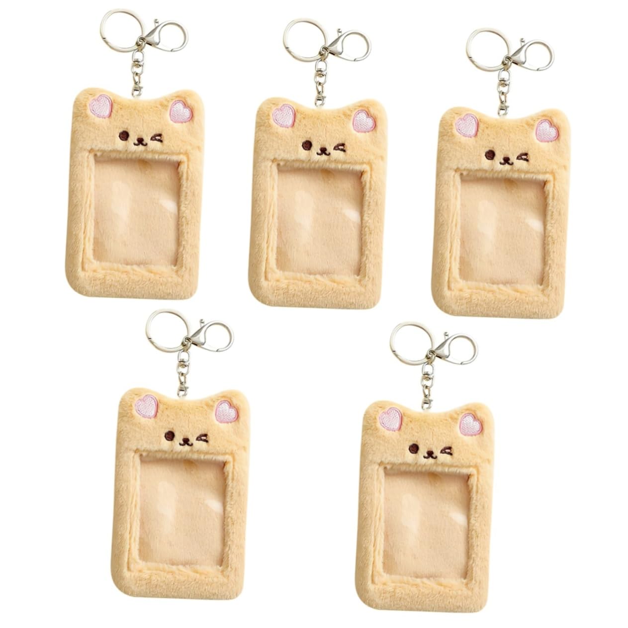 ULTECHNOVO 5pezzi Portachiavi Trasparente Con Portafoto Peluche Porta Carte Slim Per Borse Portamonete Pratico e Leggero Per Studenti Compleanni e Eventi Speciali