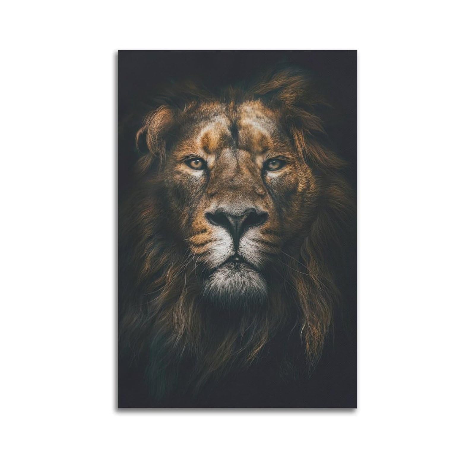 WPHSFX Animal Poster Dark Lion Face Poster Decorative Painting Canvas Wall Posters And Art Picture Print Modern Family Bedroom Decor Posters 20x30inch(50x75cm)