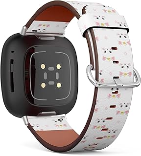 CJBROES Replacement Leather Watch Band, Compatible with Fitbit Versa 3 and Fitbit Sense of Wristband Bracelet Accessory - cat Princess