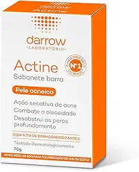 Darrow Actine Sabonete Dermatológico em Barra, Sabonete com Ácido Salicílico, Enxofre Coloidal e Ácido Lático, Limpeza Profunda, Ação Secativa da Acne, Controle de Oleosidade e Desobstrui os Poros, 70g