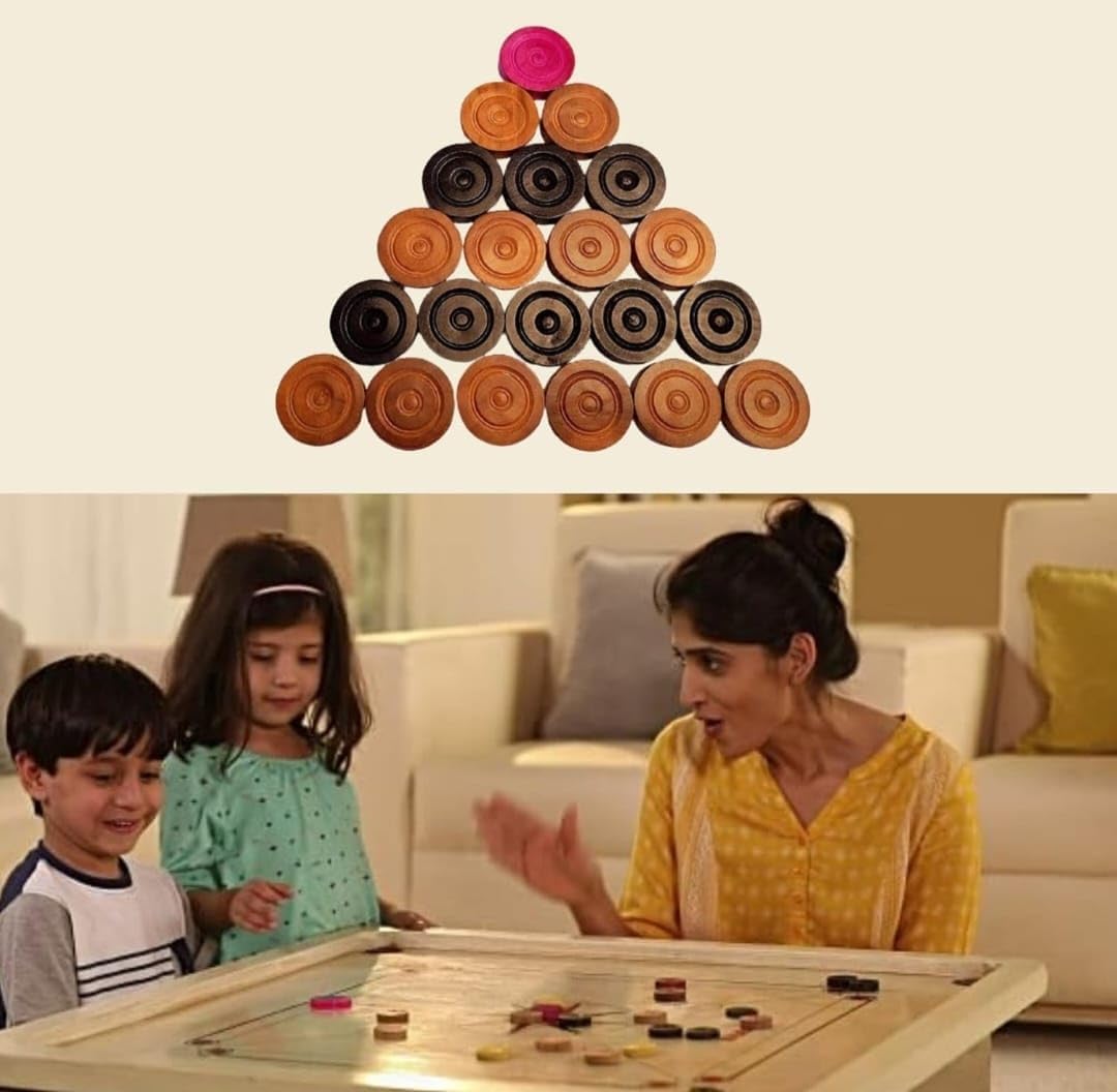 Korbax Carrom Board Coin 24 Wooden Coins with one Striker — Amazon image 4