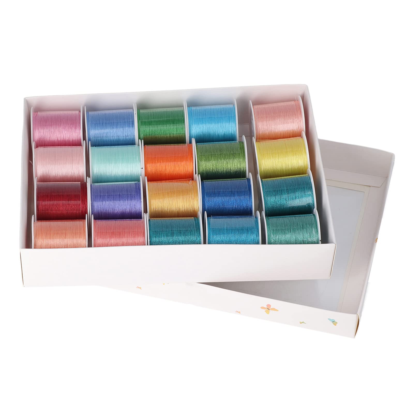 20 Unidades de cordón para Pulseras, 328 pies cortables, 0,2 mm, cordón de poliéster de 3 Hilos para ensartar Cuentas, cordón elástico para fabricación de Joyas con Cuentas de