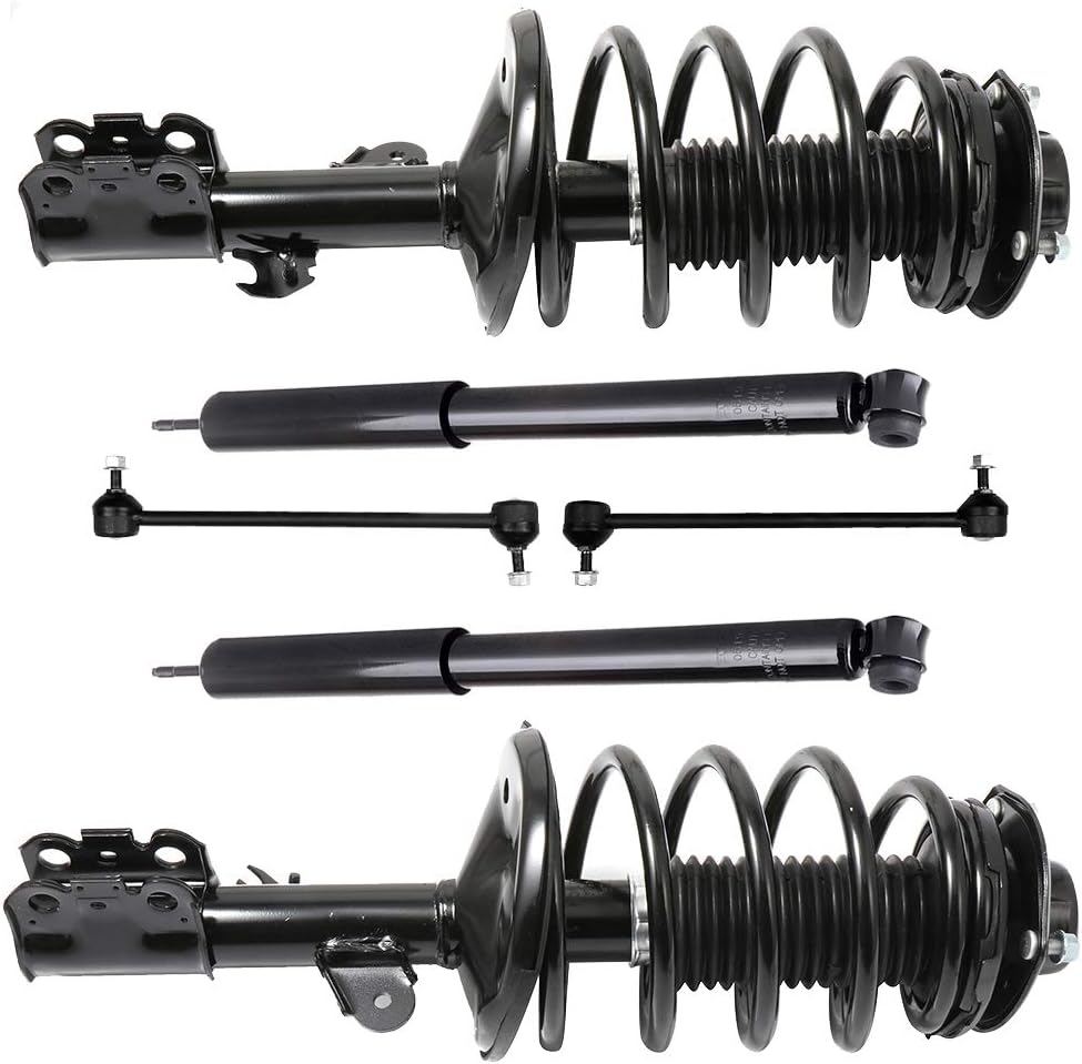 cciyu Struts Shock Suspension Kit for Toyota Sienna 1998-2003 Front Strut Spring Assembly 1999 2000 2001 2002 with Rear shock absorber Stabilizer Bar Link Replace 171437 6PCS