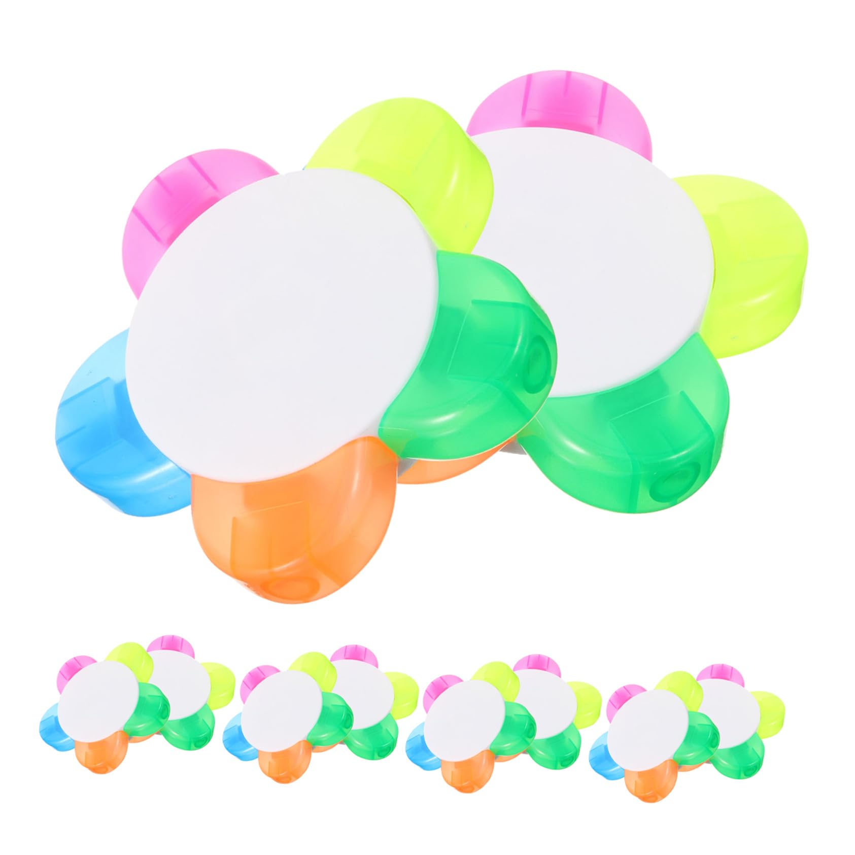 10pièces Surligneur à Fleurs Couleurs Stylos Surligneurs Fluorescents Forme Unique Pétale Outils Annotation pour Étudiants et Prise de Notes