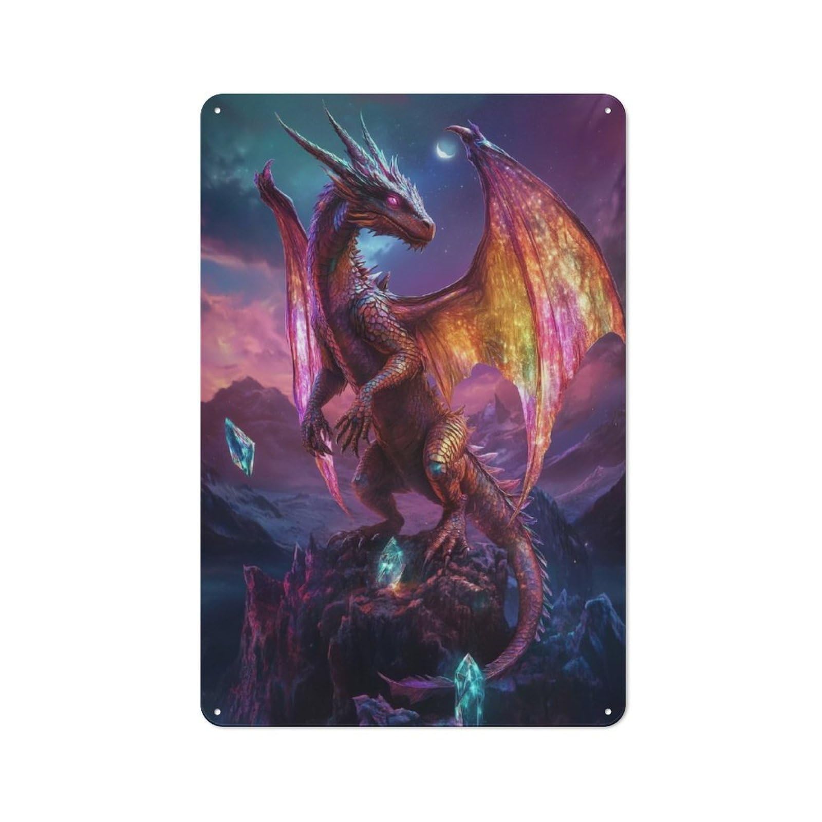 Junmoney Dragon Around The Crystal Vintage Metal Plaque 30X20cm Featuring For Home Bar Wall, A Metal Wall Feature For Home Bars And Entertaining Spaces