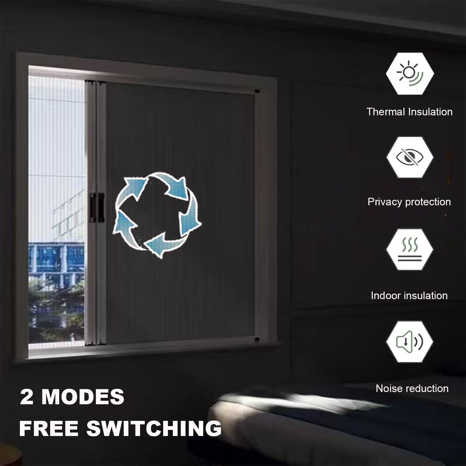 Tapparelle a Nido d'Ape/Schermo per Finestra 2 in 1, zanzariera Scorrevole espandibile a 2 Vie con Alluminio Bianco per Interni, Isolamento Termico Oscurante, schermi Giorno-Notte (Blu, 120x