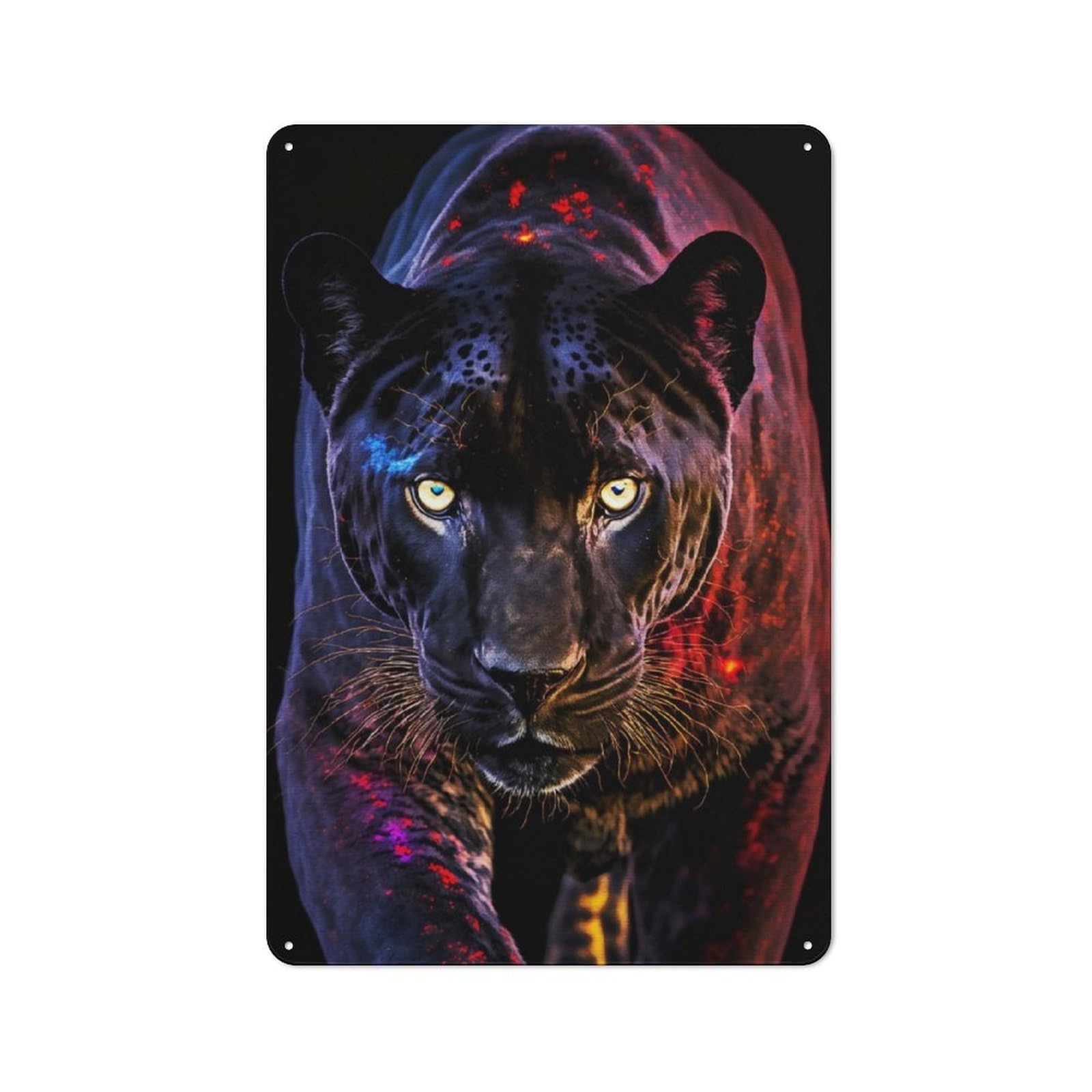 Junmoney Colorful Black Tiger Retro Metal Wall Sign 30X20cm Featuring For Hallway Wall, For Garage, Workshop And Man Cave Decoration