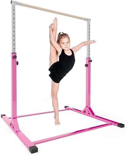 Wesfital Gymnastics Bar Junior Pull Up Bar for Kids 3-12 Years Old Height Adjustable Kip Bar Gymnastic Equipment for Home