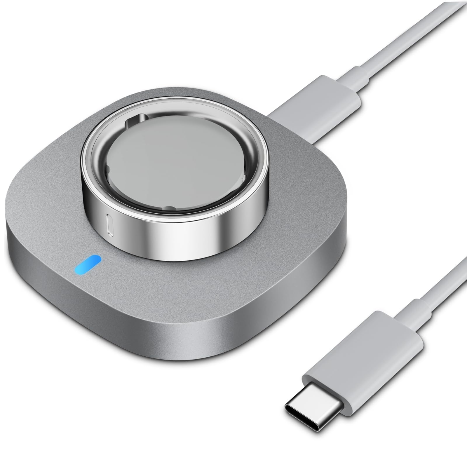 Charger Compatible with Oura Ring Gen 4/Oura Ring Gen 4 Ceramic -Size 13,Fast Safe Charging Dock and USB-C Cable,Silver Gray