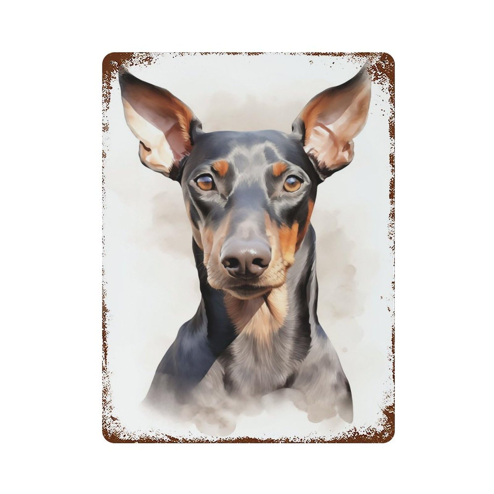 Distressed Metal Wall Sign with Doberman Pinscher Dog Design 15.7"x11.8", for Living Room, Hallway And Home Decor, Vintage Wall Decor