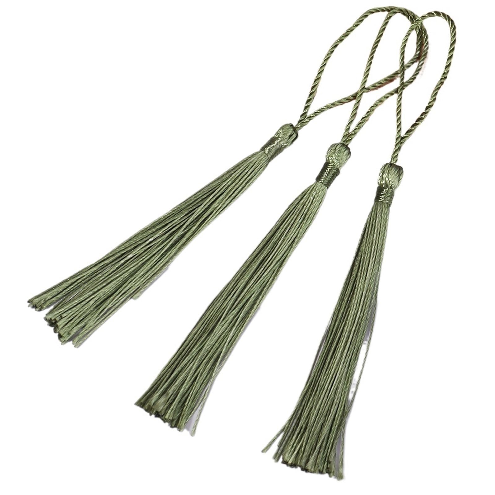 Tassel Pendant 30-100pcs Tassel Silk Fringe Silky Floss Bookmark Tassels Mini Hanging Rope DIY Craft(Green,Spike80 rope50 30pcs)
