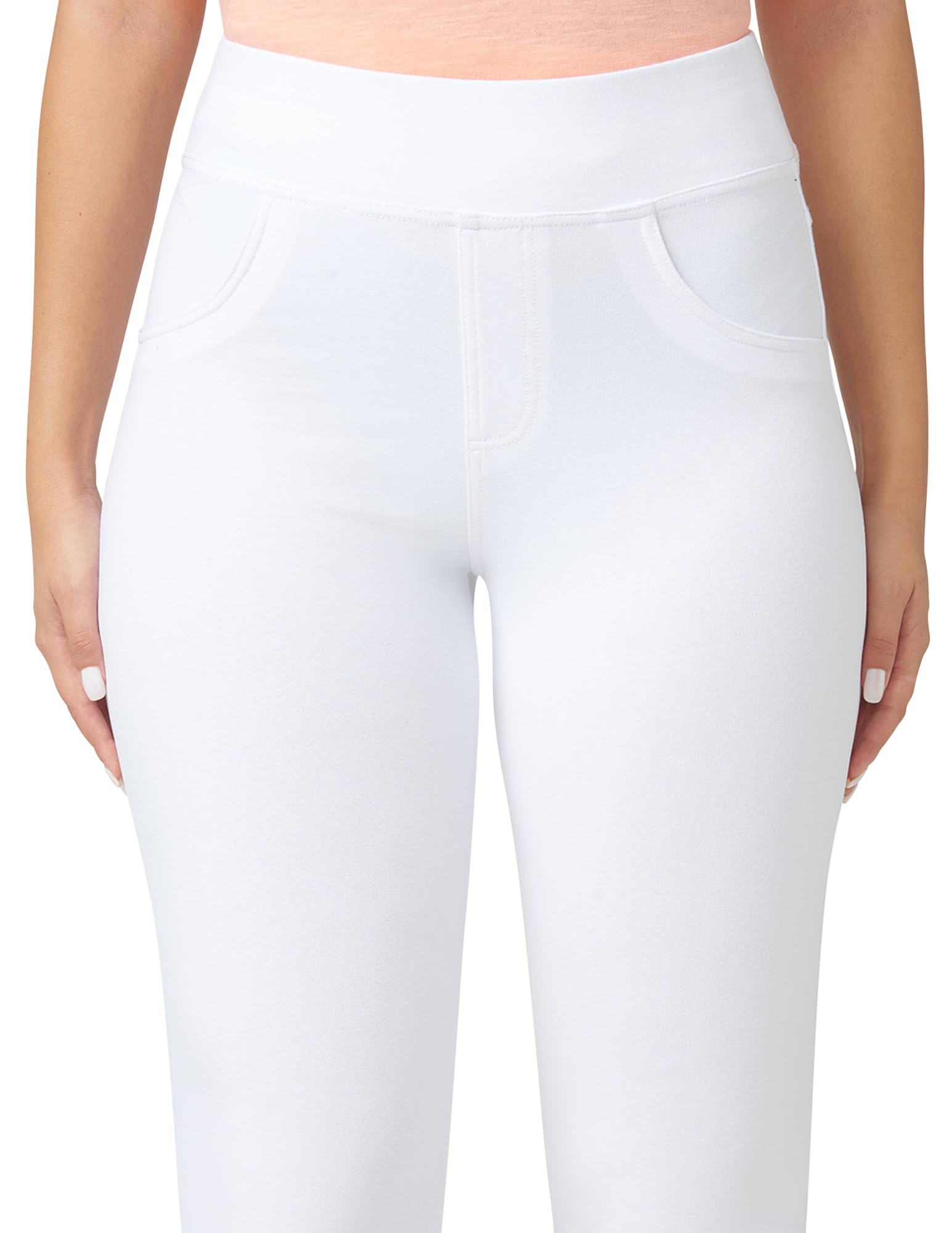 HUE Super Soft Stretch High Rise Straight Leg Denim Leggings, Jeggings With No Side Seams - Leginsy Kobiety