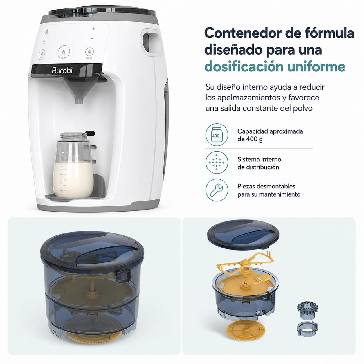 Preparador de Biberones Automático y Dosificador de Fórmula | Máquina para hacer Biberones, Mezcla Perfecta, Control de Temperatura y líquido, Dispensador inteligente, Dosificadora