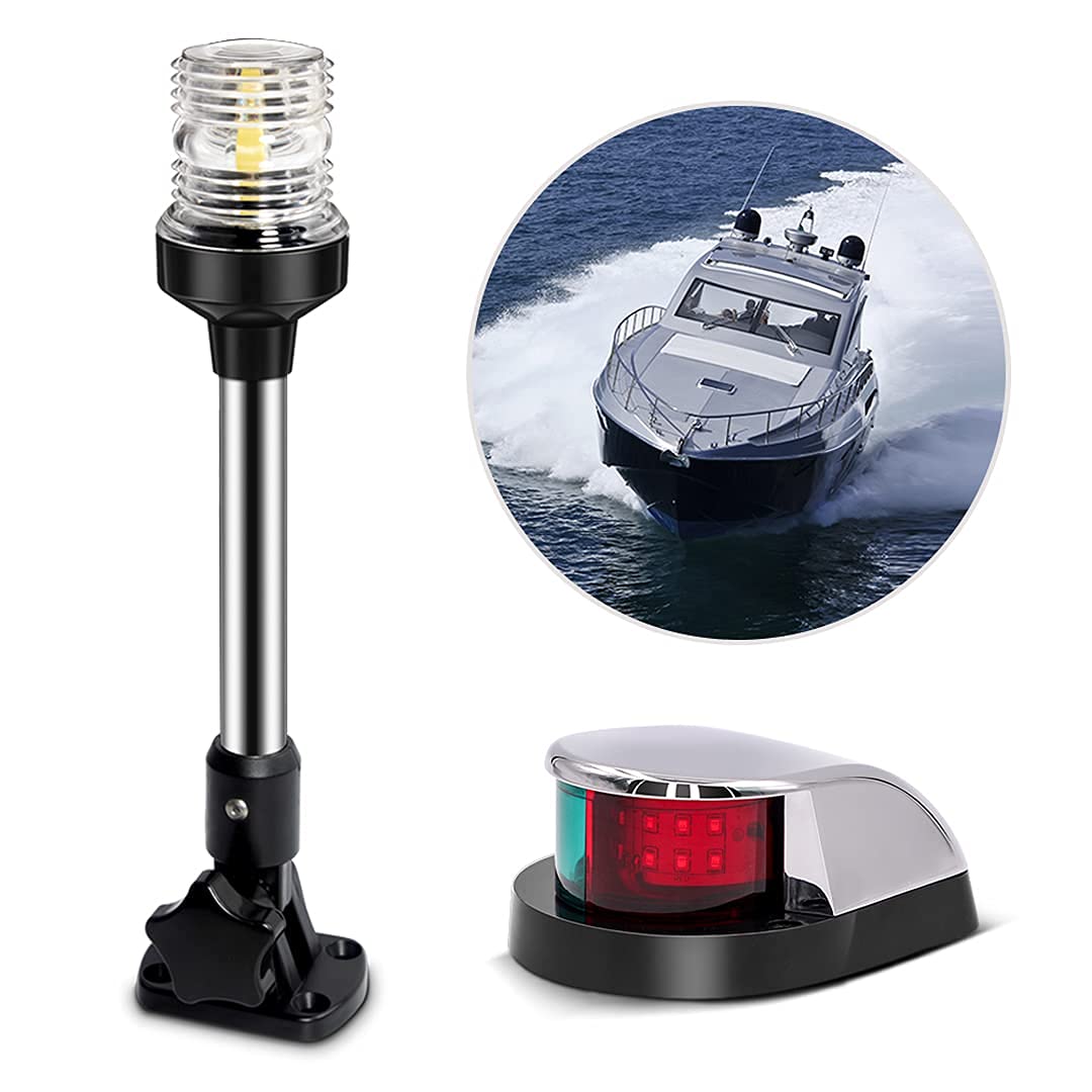 Obcursco12 Inches Fold Down Boat Anchor Stern Light and Navigation Light Bundle Sale