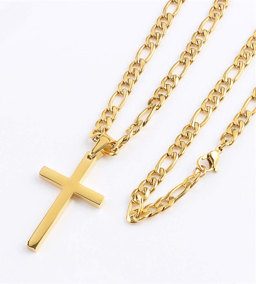 4mm Gold Figaro Link Chain Necklace for Men Women 18K Gold Plated Stainless Steel Necklace,Fashion Jewelry,Wear Alone or with Pendant,18-24 Inch