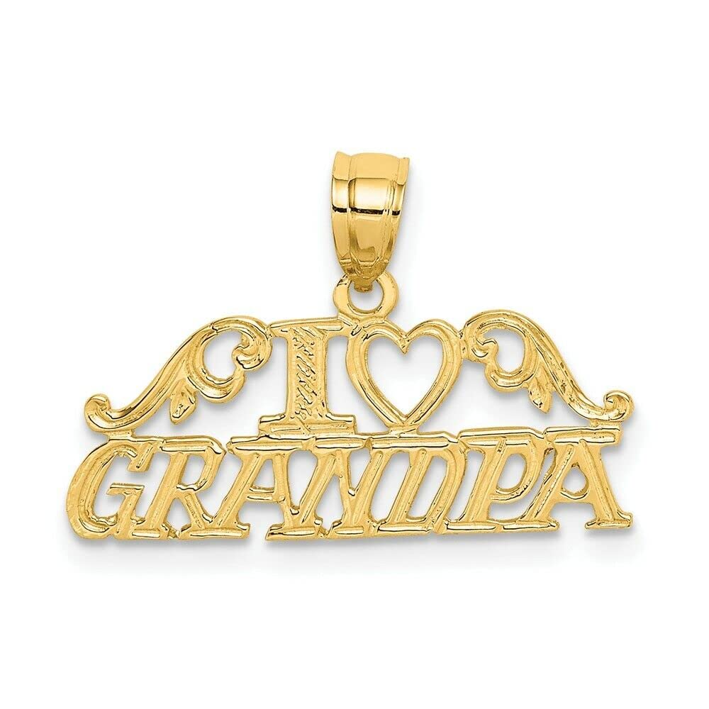 PIÑATAS OLE Elegant Jewelry gift 14k Yellow Gold I Love Heart Grandpa Necklace Pendant Charm Grpa Grfather Fine TYHB-145-DF-23929