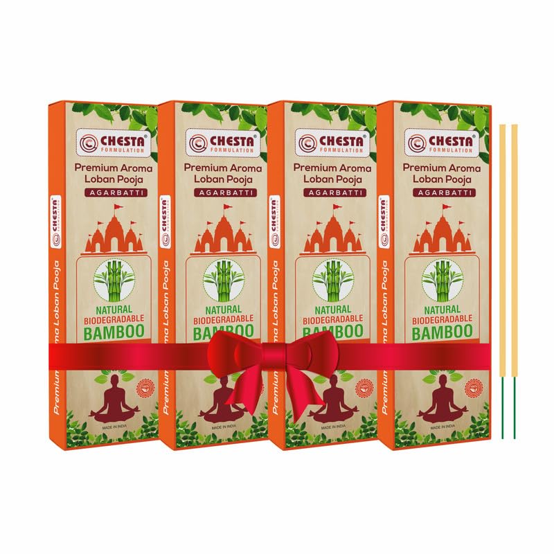 Chesta Formulation Premium Aroma Desi Loban Pooja Agarbatti for Home Freshness, Prayer And Meditation | Made By Natural Biodegradable Bamboo Stick| Burning Time - 35-40 Minutes 320 Sticks [600gm Pack]
