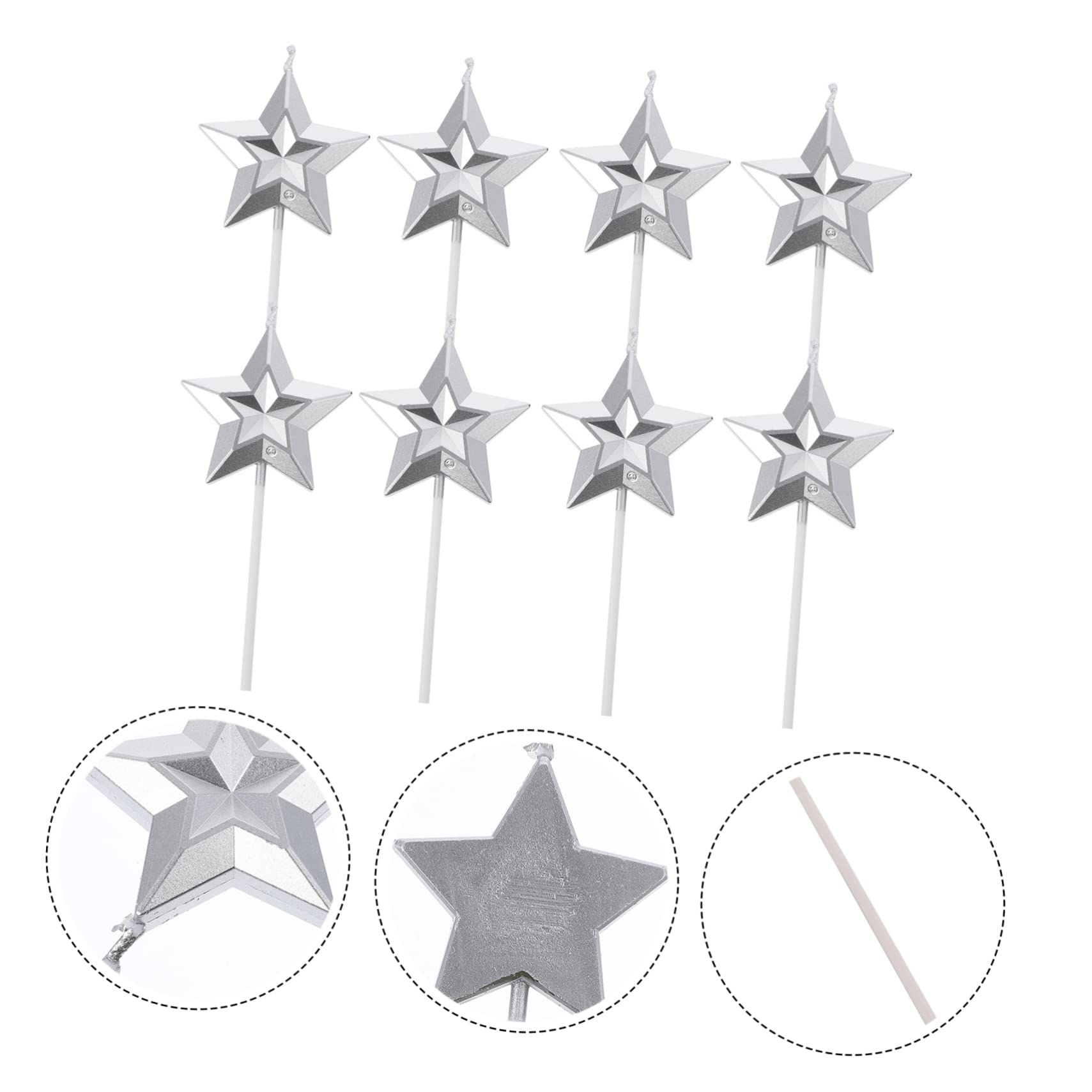 PRETYZOOM 24 Piezas 1 Juego Vela Decorativa Estrella Accesorios para Pasteles Velas de Pastel en Forma de Estrella Ornamento decoración Boda Pastel de cumpleaños Suministros Celebridad Rubor