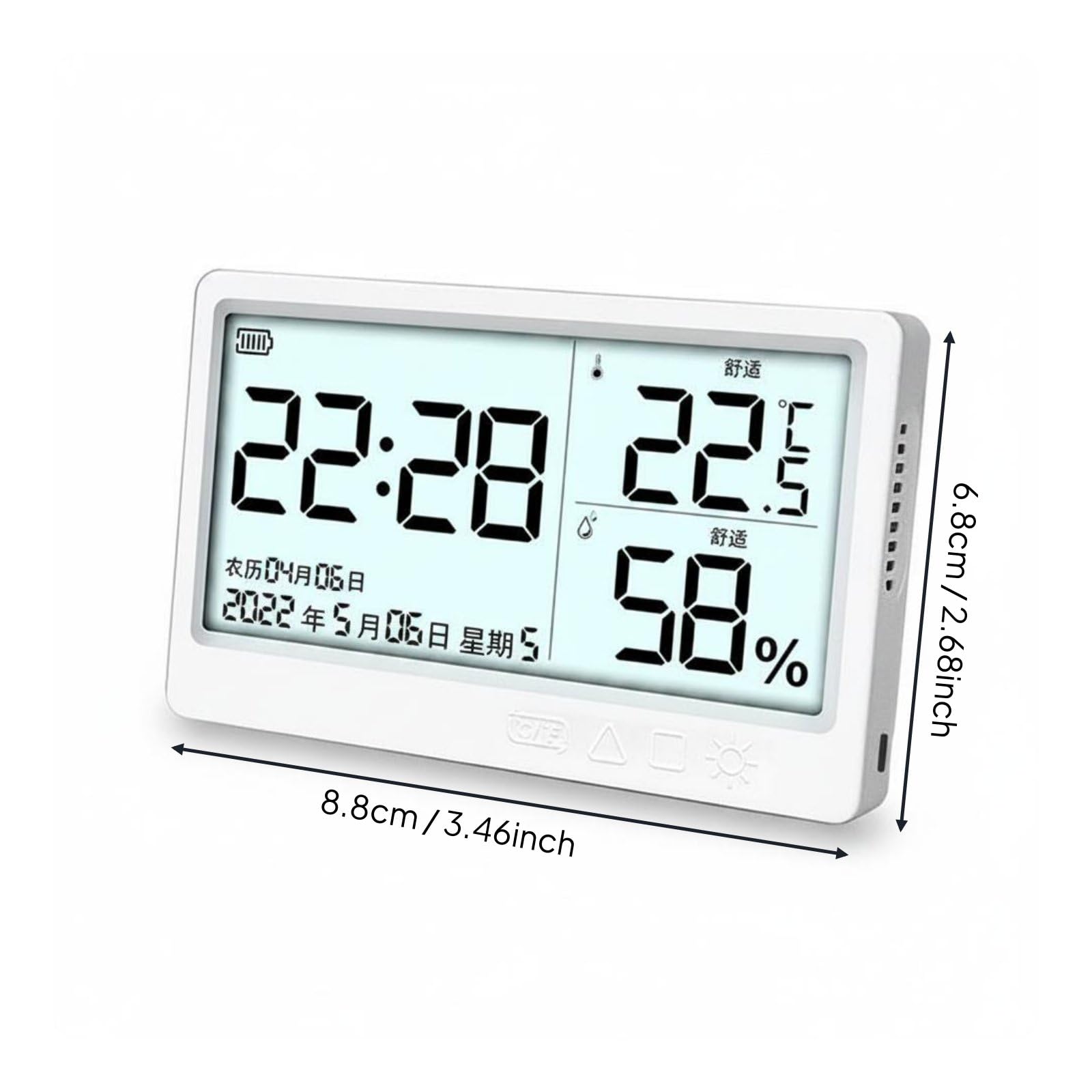 Thermomètre Numérique Hygromètre Température Humidité Horloge avec Indicateurs Confort Rétroéclairé en Actualisation Rapide Adapté à la Chambre Bébé Salon Maison, Produit Phare