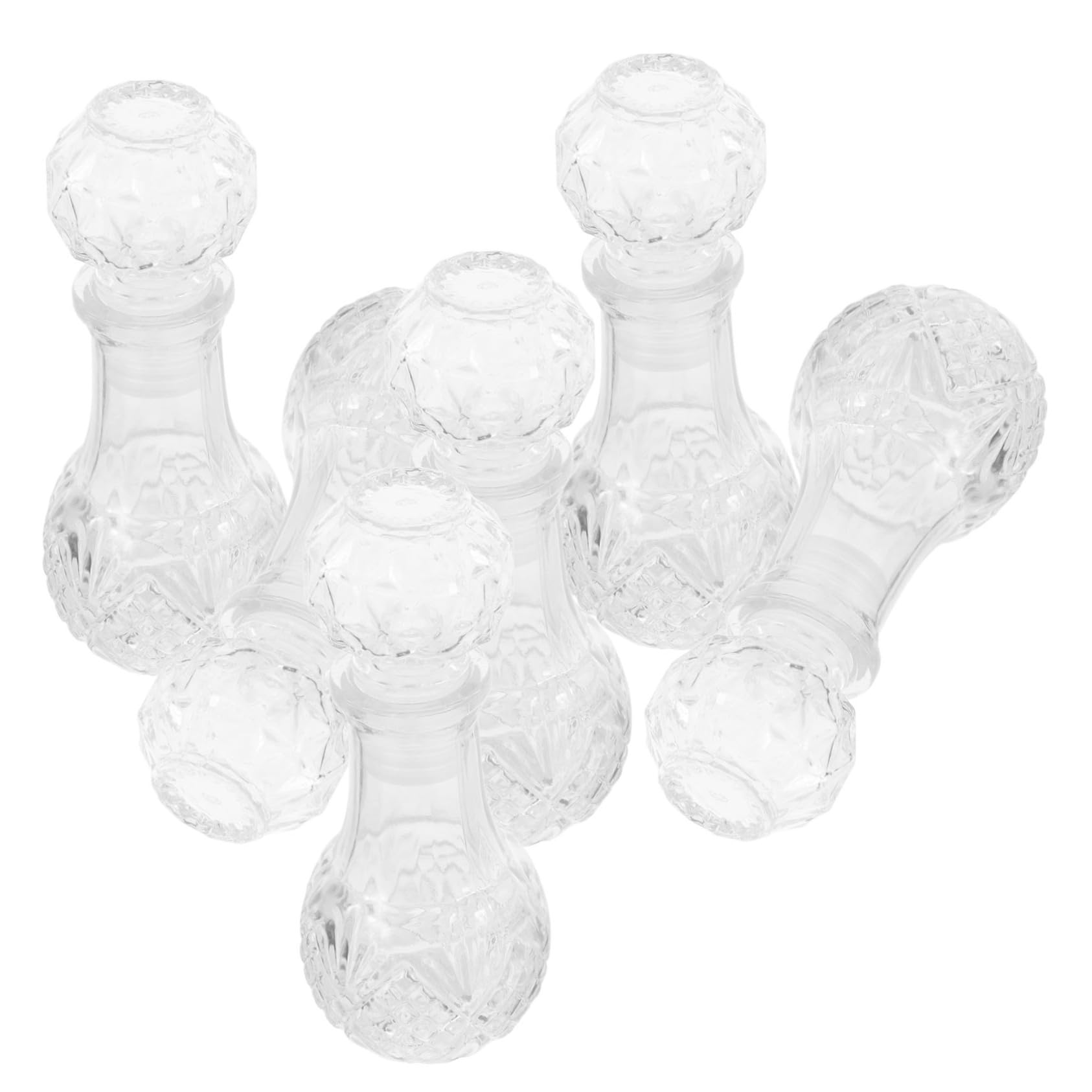 Bottiglie da 50ml in Vetro per Liquori e Vino, con Tappo Ermetico, Set da 6 Pezzi con Design Elegante e Unico per Degustazioni e Feste