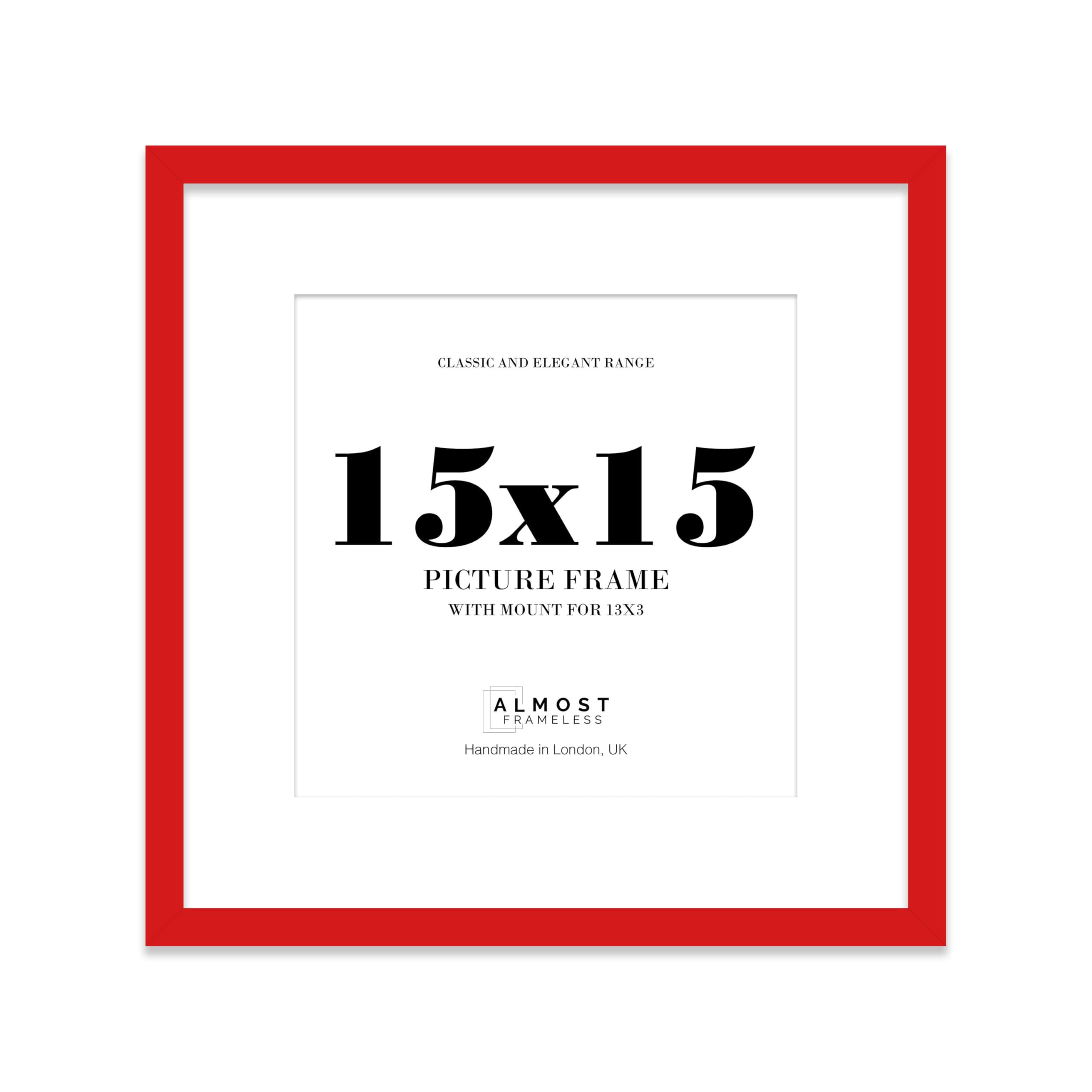 15x15 Red Picture Frame with Mount for 13x13 Photos, Prints - Modern Square Wall Frame, 1 Pack
