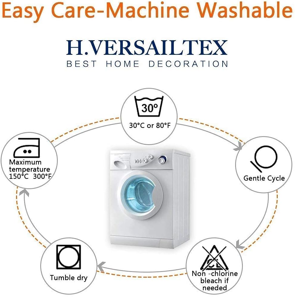 H.VERSAILTEX Rectangle Ottoman Slipcover Large Size Bundles Round Ottoman Slipcover (Medium, Black)