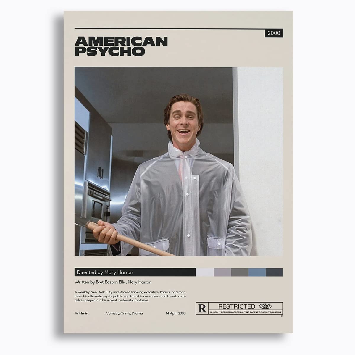 American Psycho Poster - Mary Harron, Vintage Retro Art Print, Wall Art Print, Minimalist Movie Poster, Custom Film Poster, Home Decor