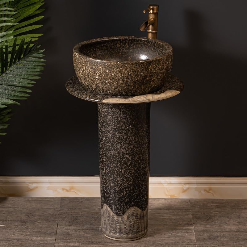 Bathroom Countertop Vessel Sink Home Balcony Column Sink Wash Basin Ceramic Hotel Pedestal Sink Vanity