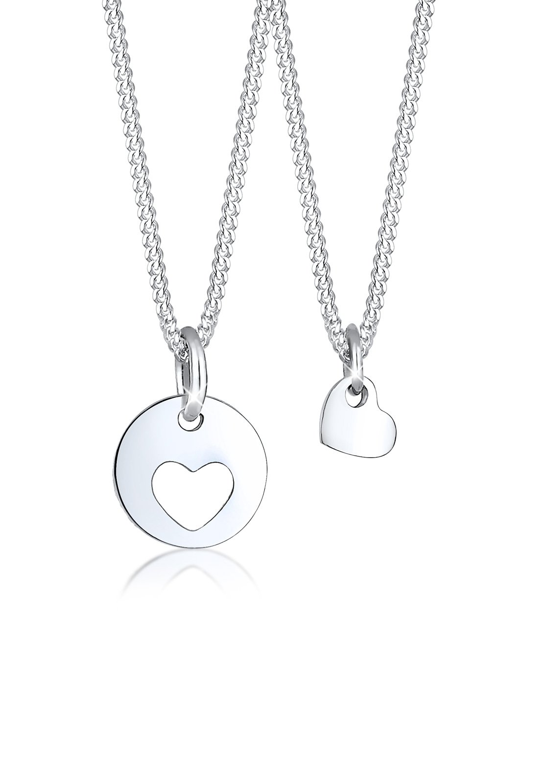 Elli Collares Mujeres Juego Colgante de Corazón Cut-Out Madre Hijo Amor en Plata de Ley 925 Bañada en Oro Rosa