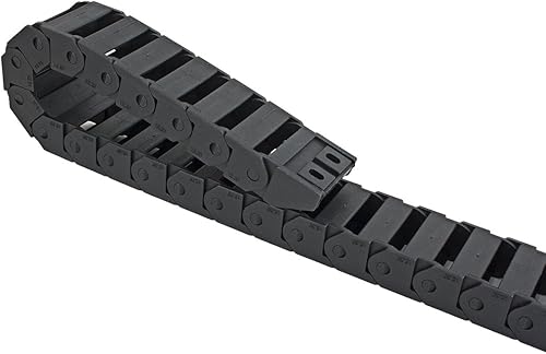 Miniatura 4 de uxcell R28 0.591 in x 1.181 in de plástico negro Cable portador de cable de arrastre de la cadena 1M de longitud para CNC