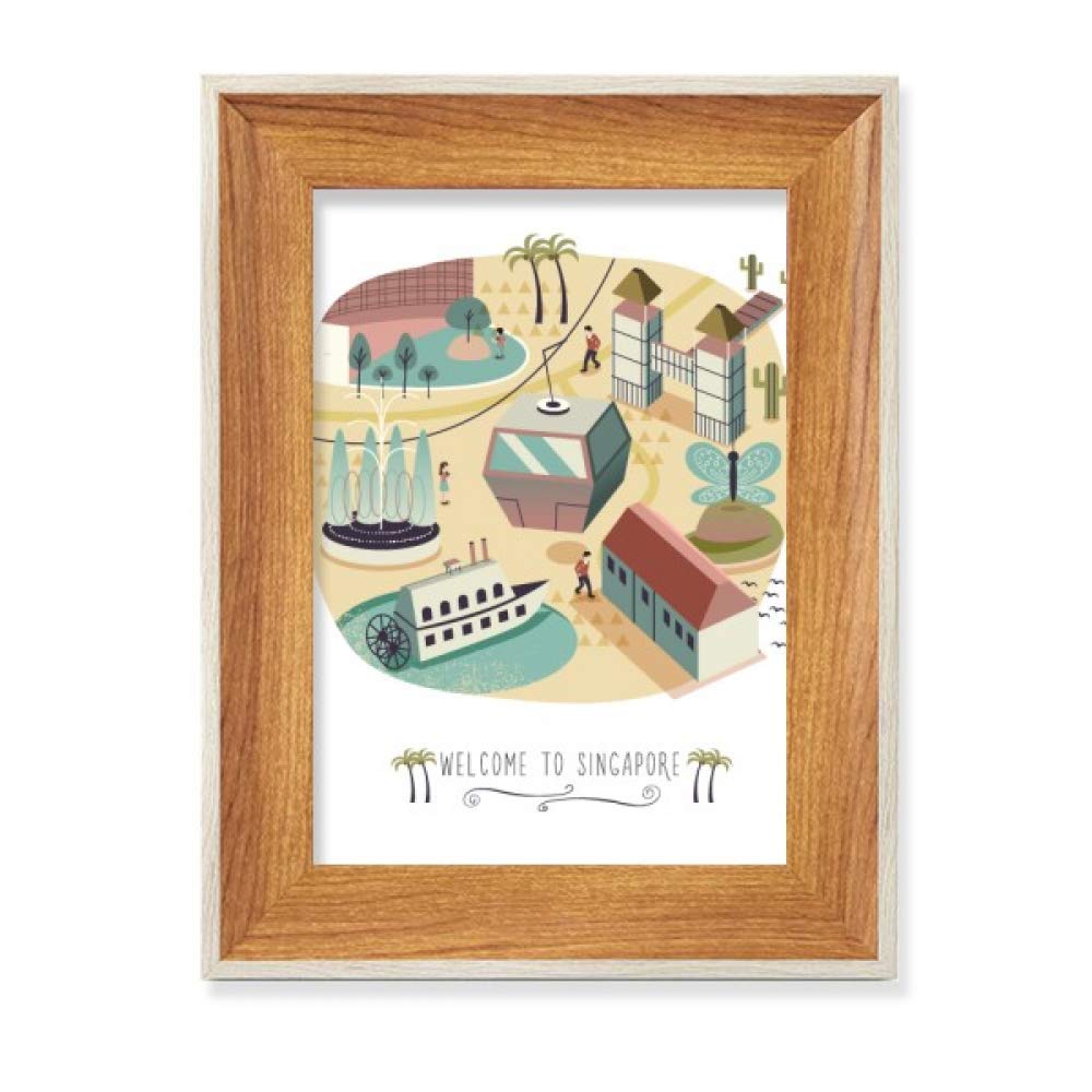 Cadre de Photo en Bois de Bureau Singapour Téléphérique Tableau Art Peinture