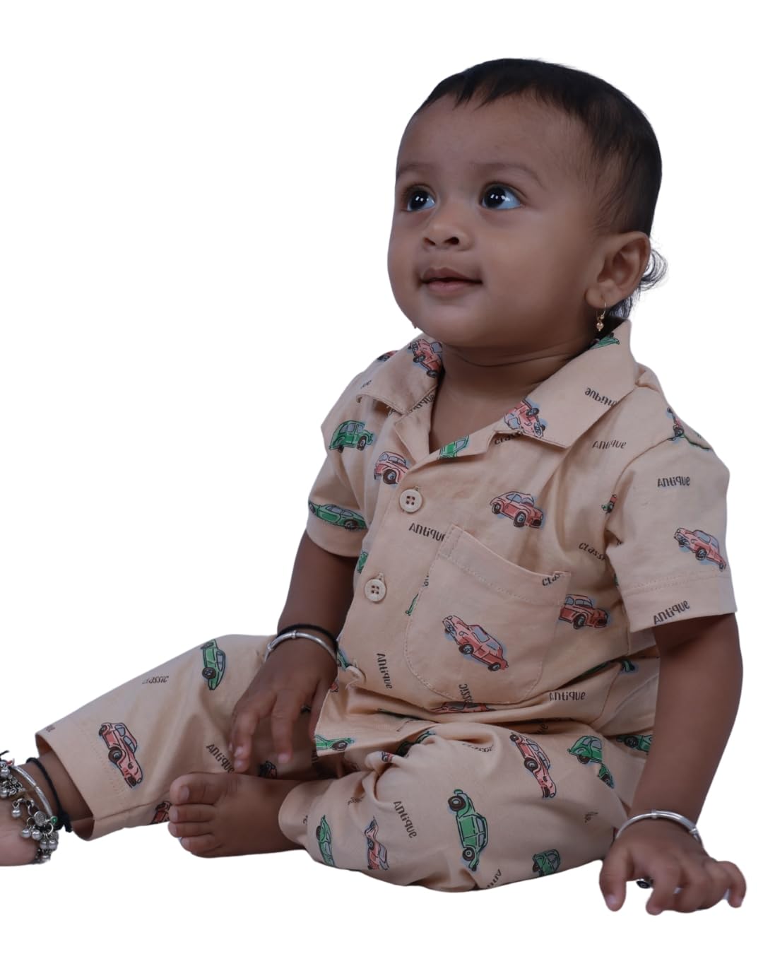 Baby Boys Shirt and Pyjama Set, Beige, Antique Car Print, Short Sleeve, Casual Wear - Review, Price and Buying Guide